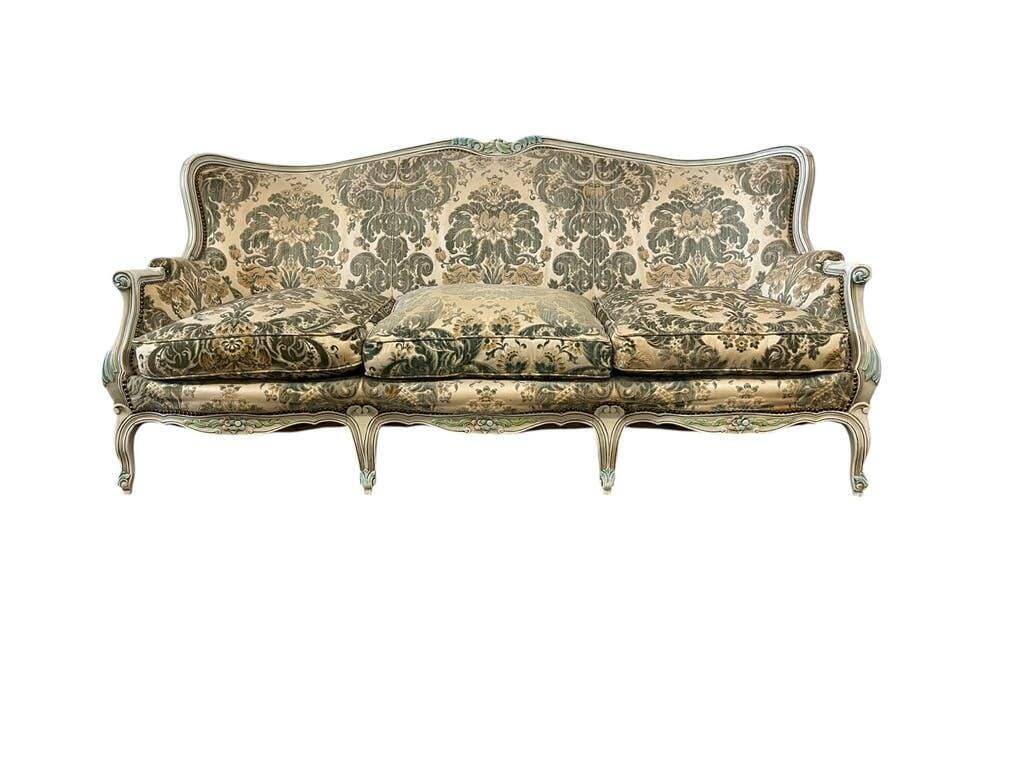 Vintage grey beige baroque armchair/sofa/lounge.