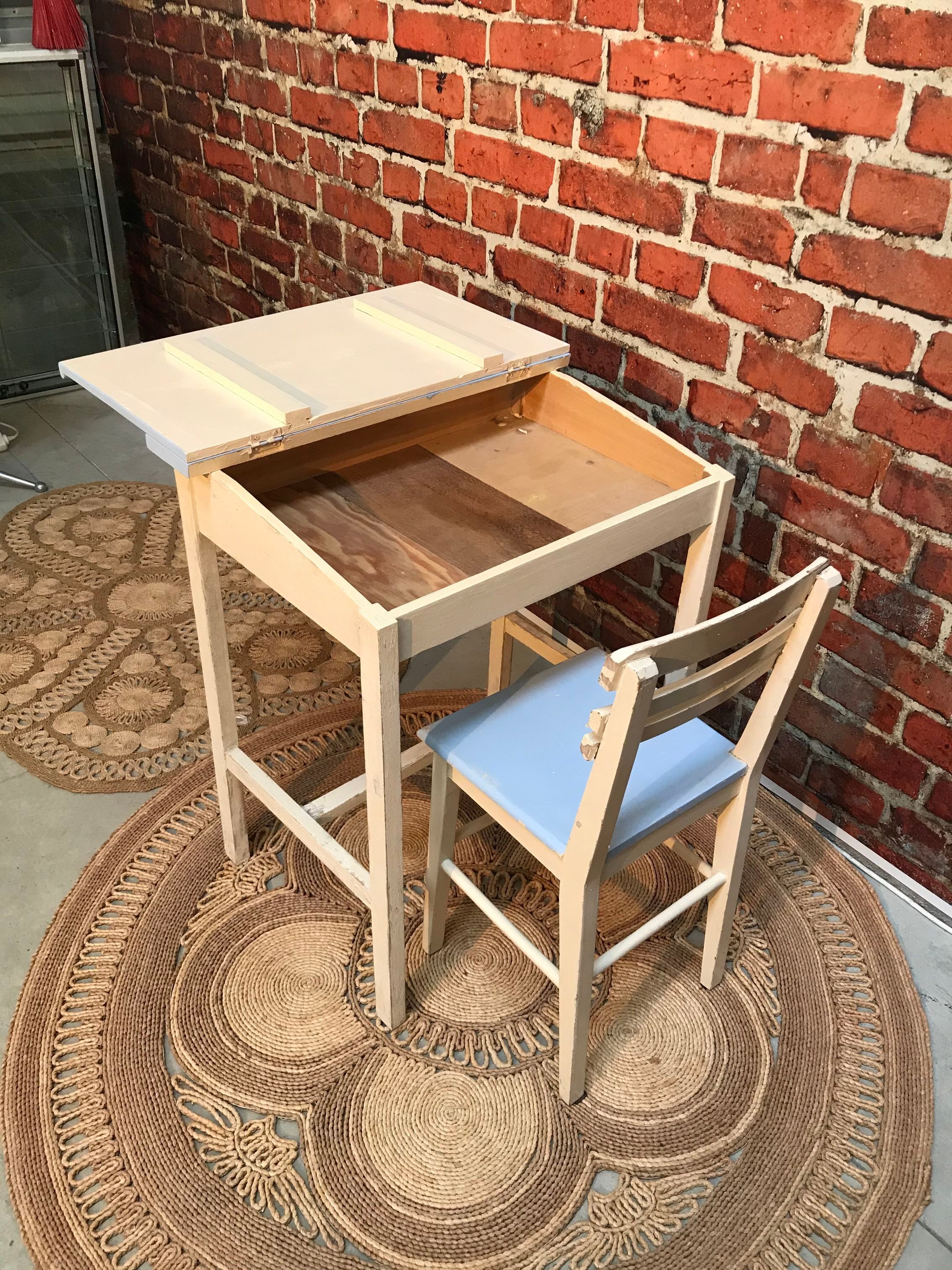 School desk and chair