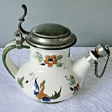 Ceramic belly pitcher lid and spout closed capodimonte chimeric decoration