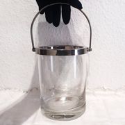 Glass and silver metal ice bucket