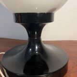 Opaline and black metal table lamp, 1980s
