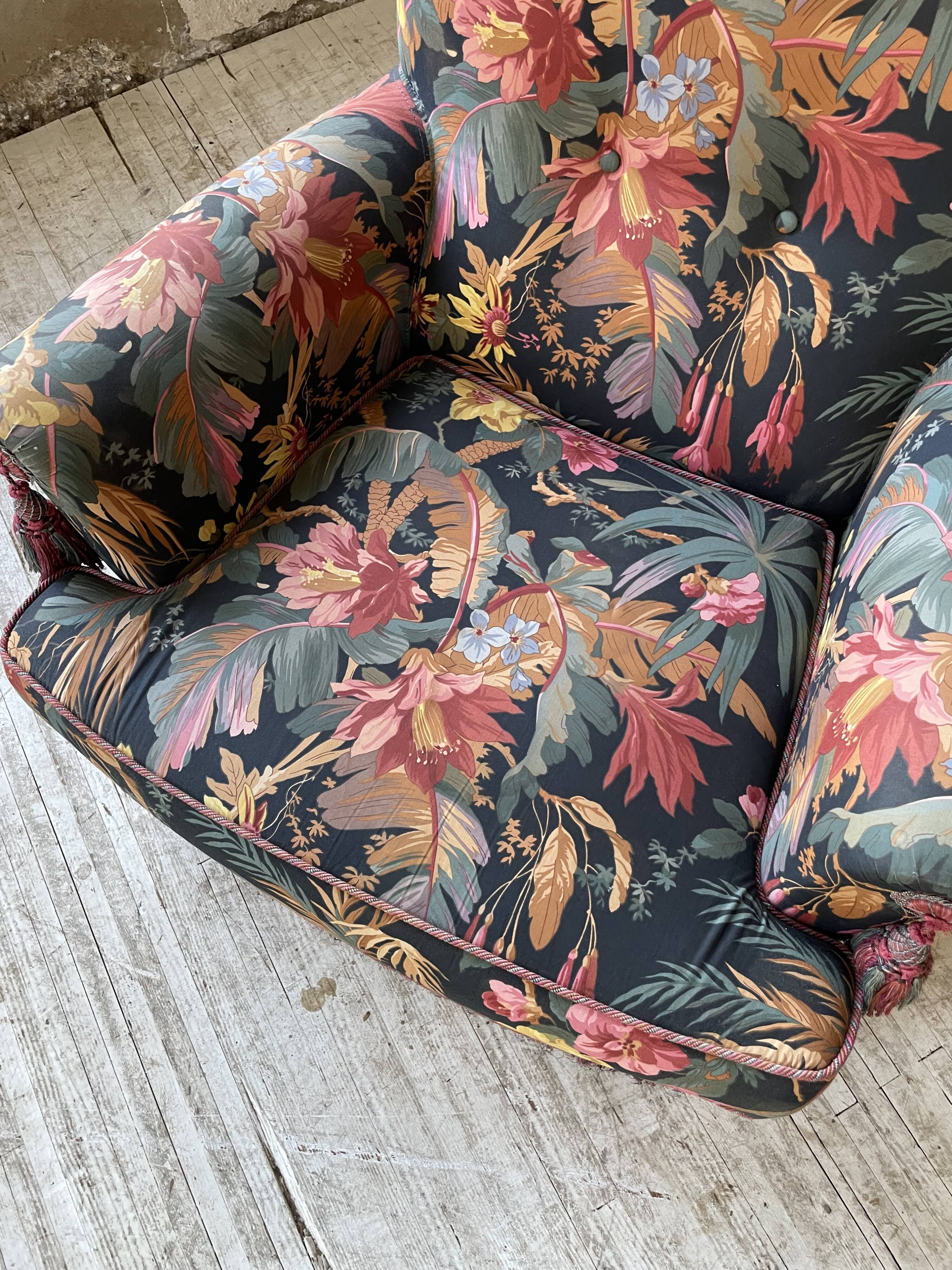 Jean Roche flowered armchair with armrests