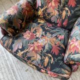 Fauteuil accoudoirs Jean Roche fleuri