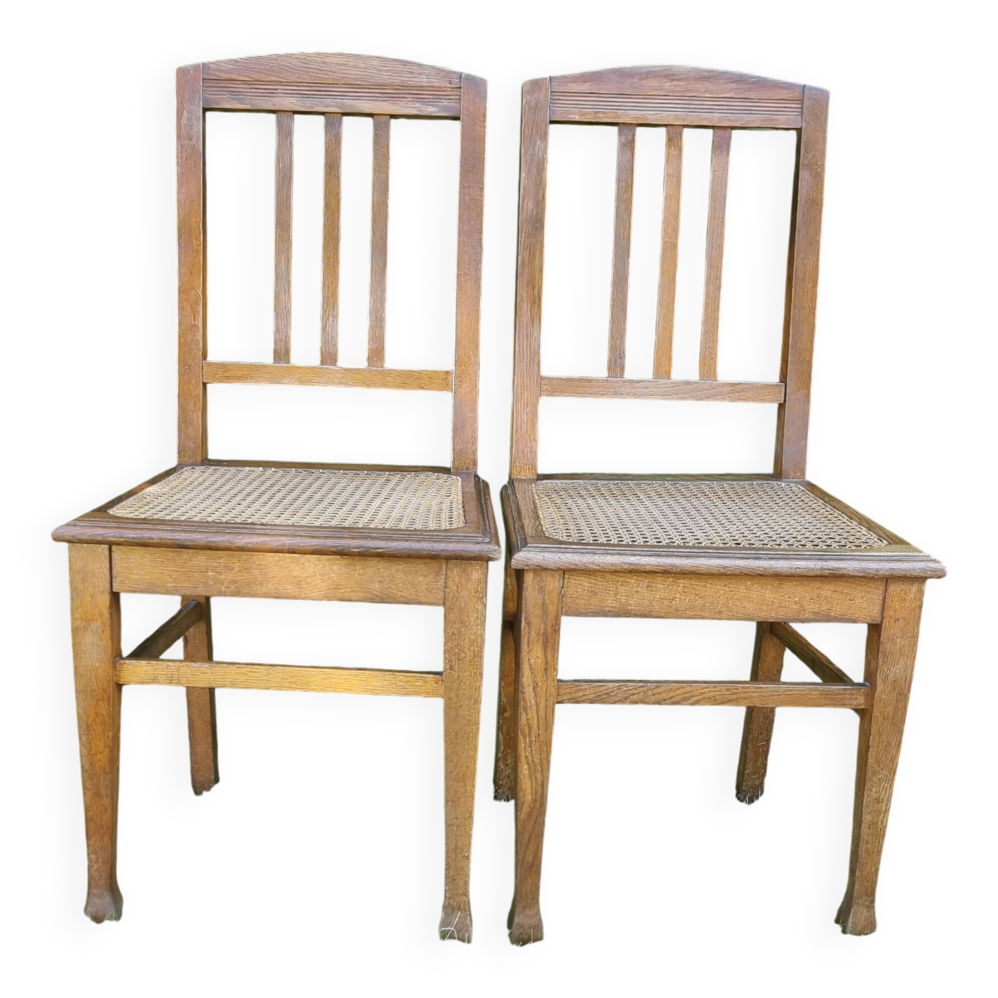 Lot de 2 chaises bistrot cannage bois art nouveau déco
