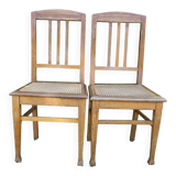 Lot de 2 chaises bistrot cannage bois art nouveau déco