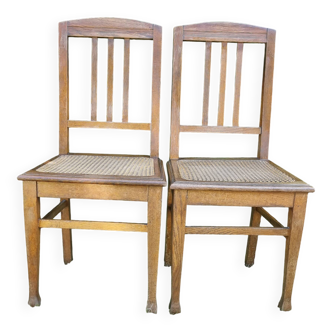 Set of 2 bistro chairs in art nouveau wood cane