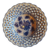 Assiette creuse chinoise ajourée fleurs bleues
