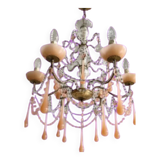 Superb antique brass/glass/opaline Murano chandelier