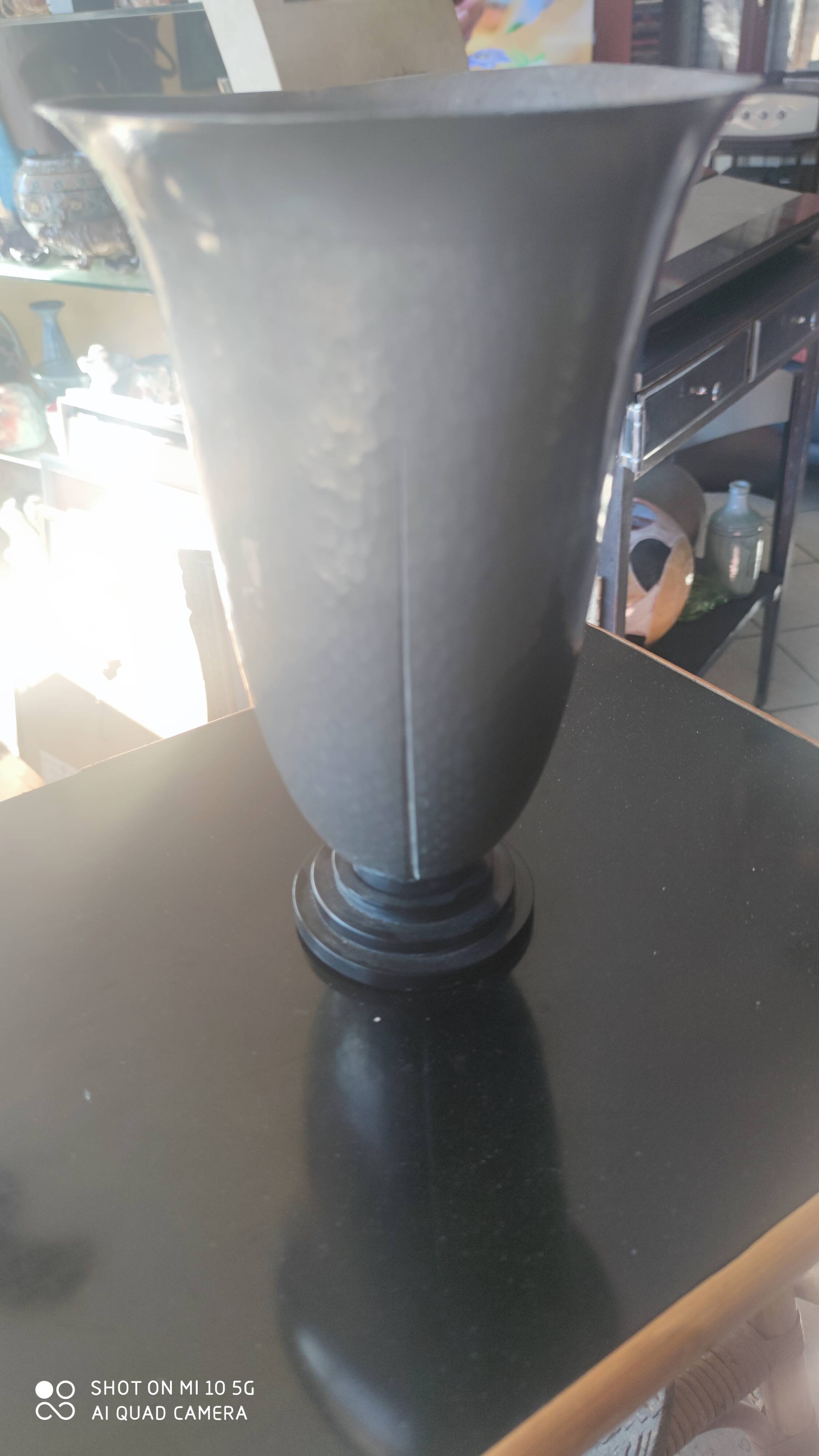 Hammered pewter vase, 1930, by Pierre Amédée Plasait