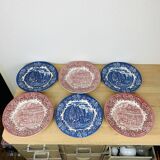 6 Royal Tudor ironstone plates model 17th century England ironstone