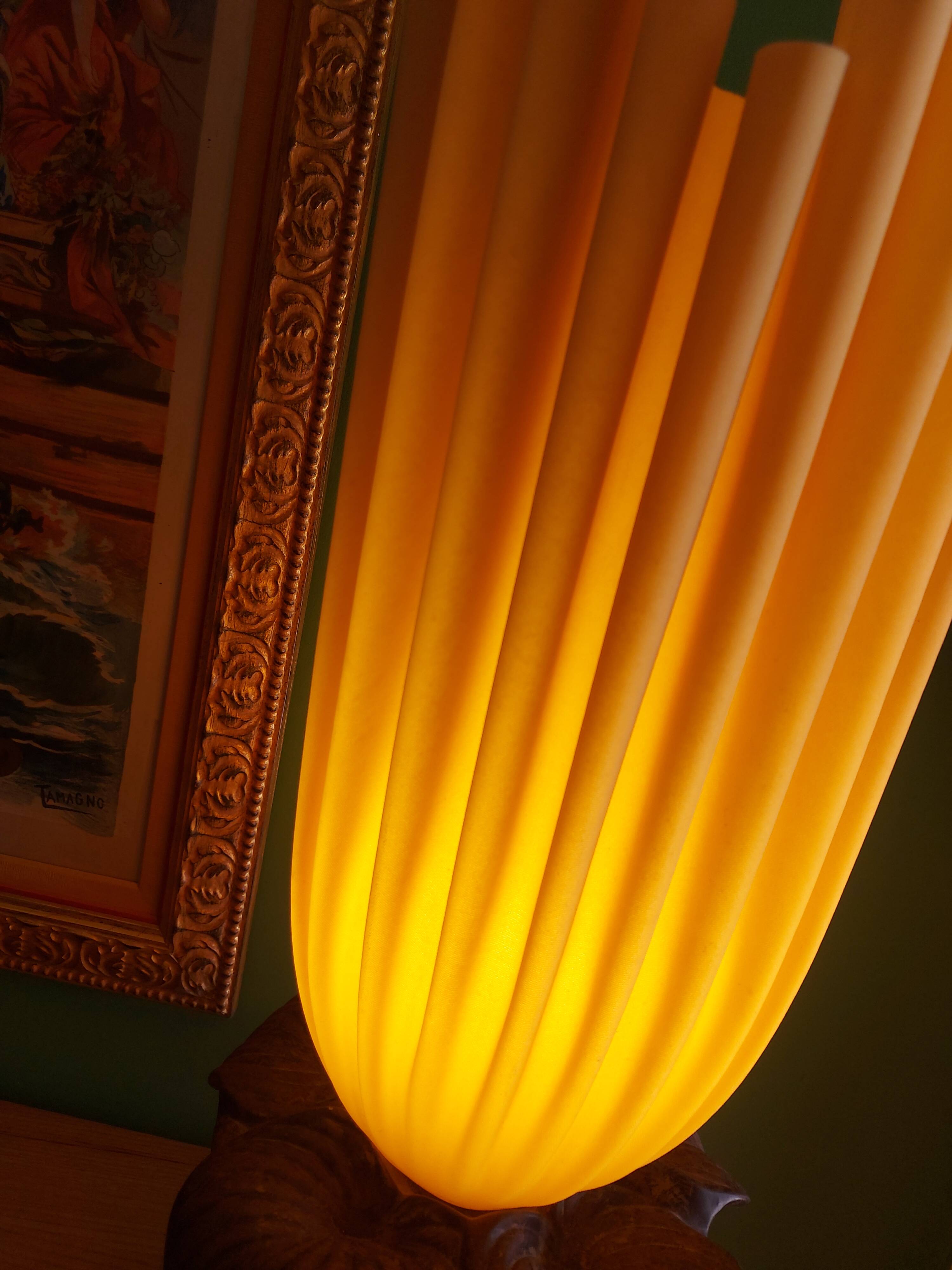 70's georgia jacob lamp, gold leaves