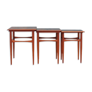 ensemble de trois tables en teck, design danois, années 60, Danemark