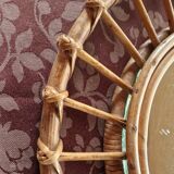 Vintage 70s rattan sun mirror
