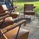 4 fauteuils en simili cuir camel, années 50