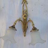 Pair of brass double wall light