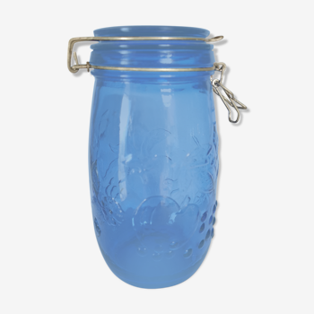 Blue clear glass jar