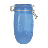Bocal en verre transparent bleu