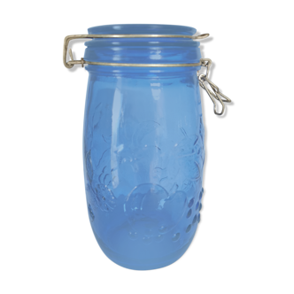 Blue clear glass jar