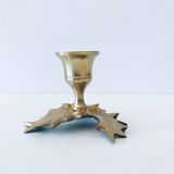 Candlestick in brass holly design
