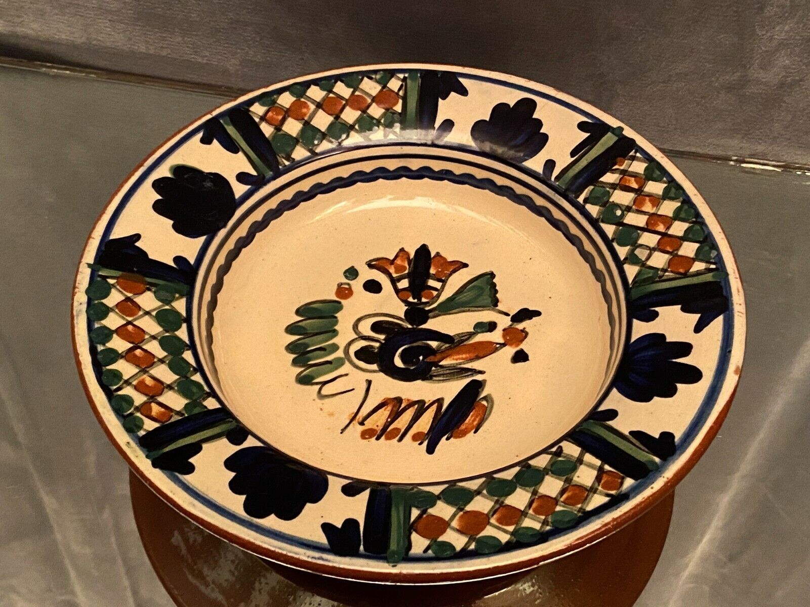 Hollow dish in Romanian glazed terracotta Bucharest Romania