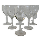 Set of 6 engraved crystal wine glasses from the 30s and 40s