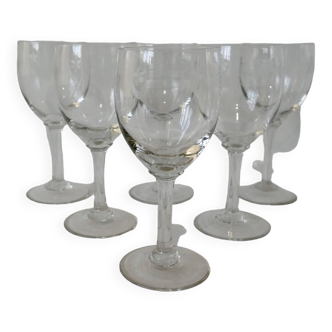 Set of 6 engraved crystal wine glasses from the 30s and 40s