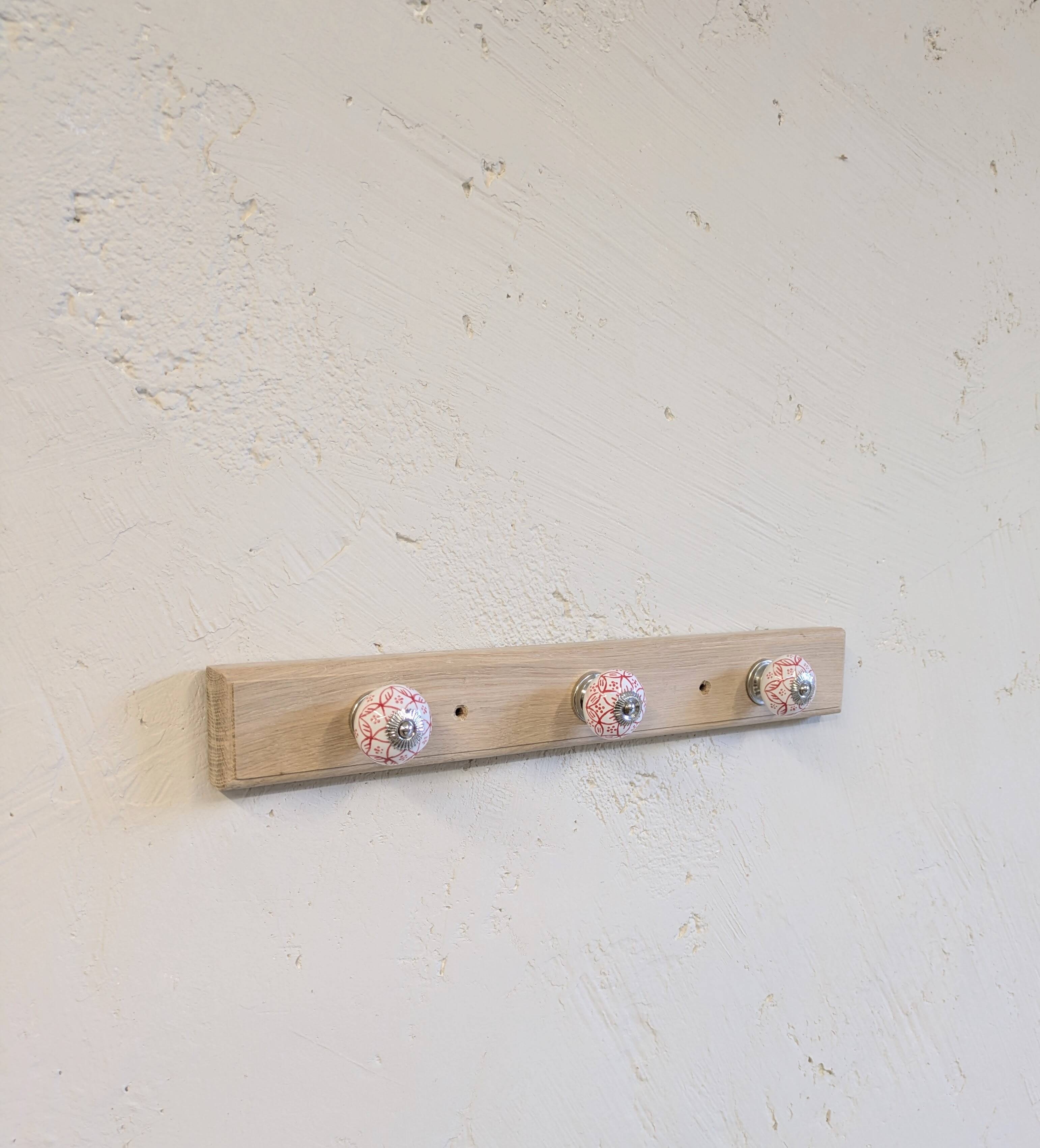 Vintage coat rack / hooks solid oak cottage style