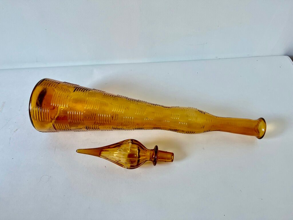 Genie bottle Empoli Murano Italy Vintage amber 1950