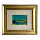 Huile 1990 sous verre cadre bois
