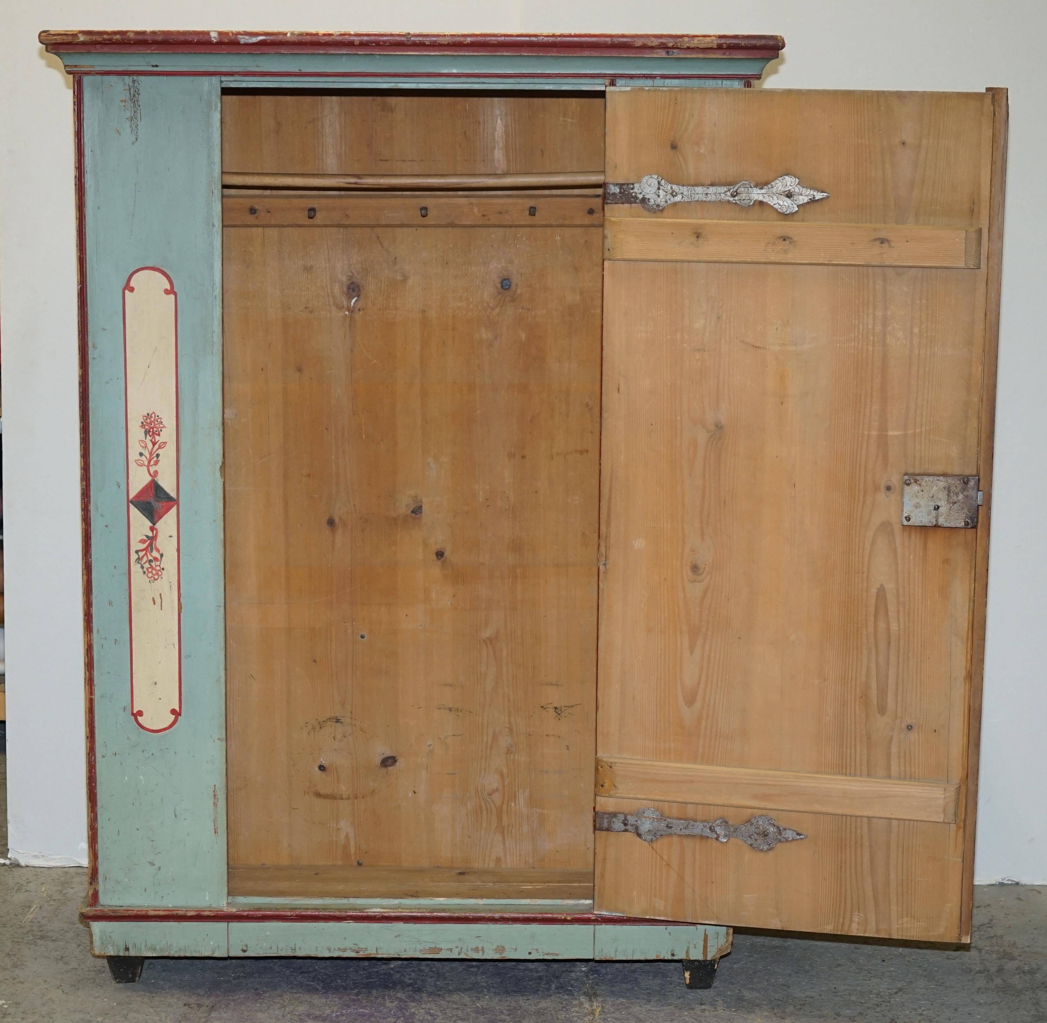 Antique German wedding armoire, hand-painted, 1818.