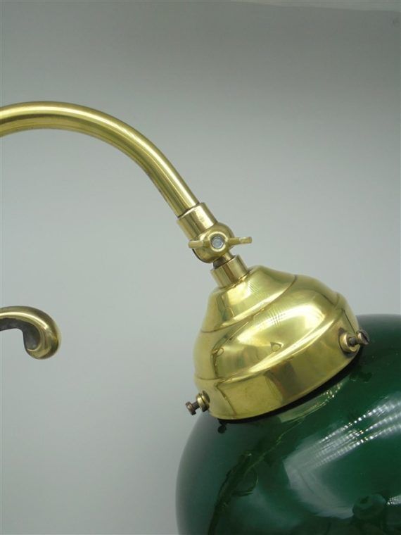 Green and brass opaline lamp