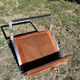 Chrome steel armchair and orange fabric by Vittorio Introini