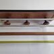 Vintage wall mounted coat rack in wood and metal, 3 hooks, retro style