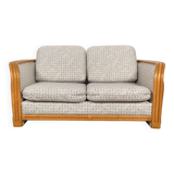 Sofa bamboo and rattan with graphic fabric