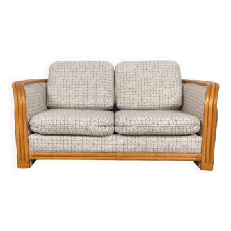 Sofa bamboo and rattan with graphic fabric
