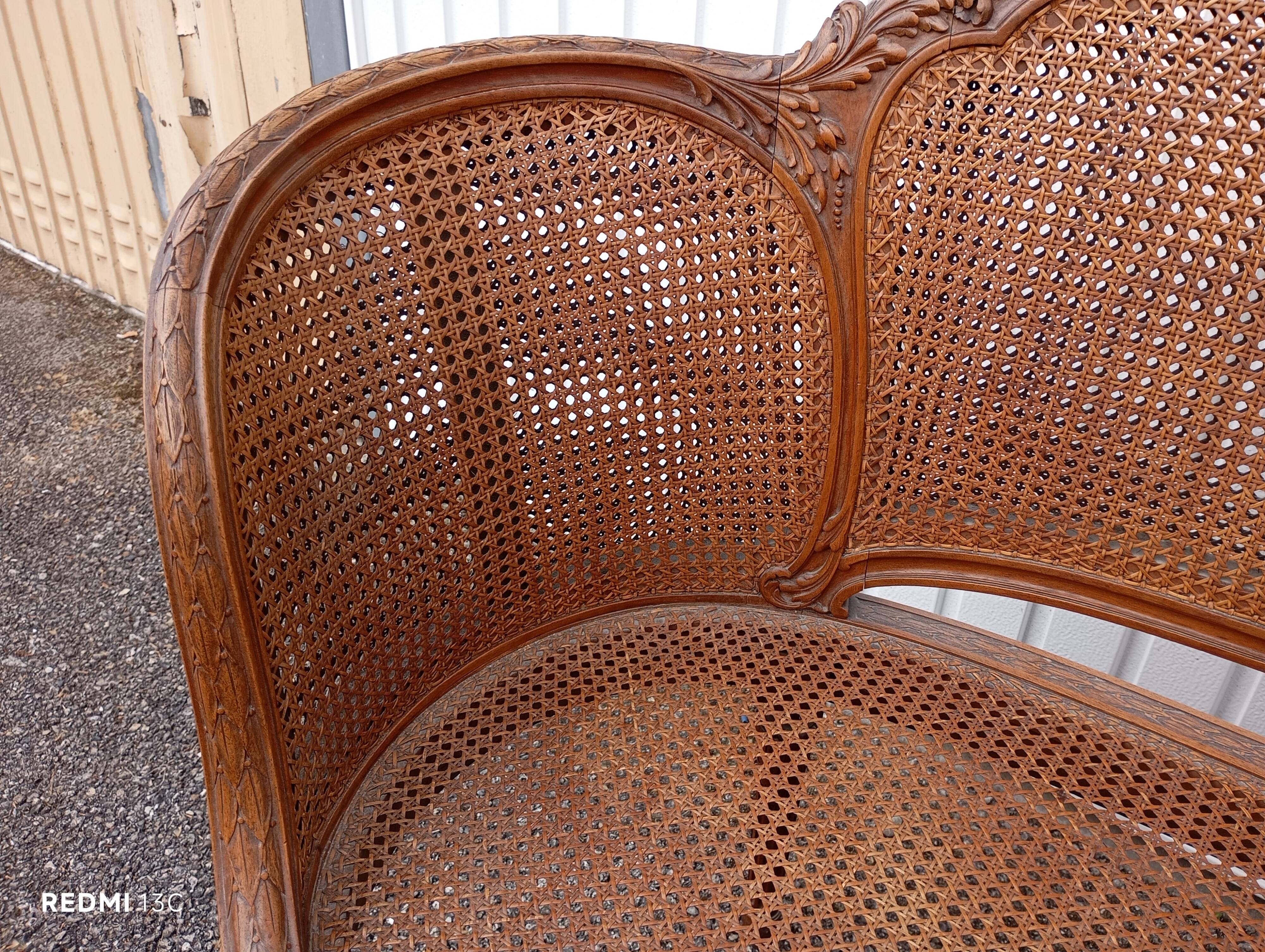 Caned bench in Louis XVI style