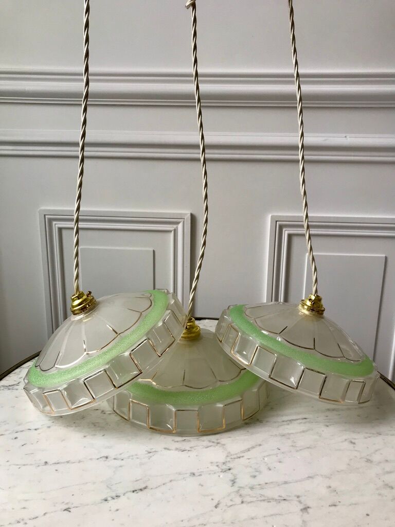 3 green granite glass suspensions 50-60s