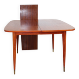 Vintage square teak table rounded corners brass-covered legs 1950 DK