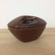 Vintage brown ceramic and leather tobacco pot