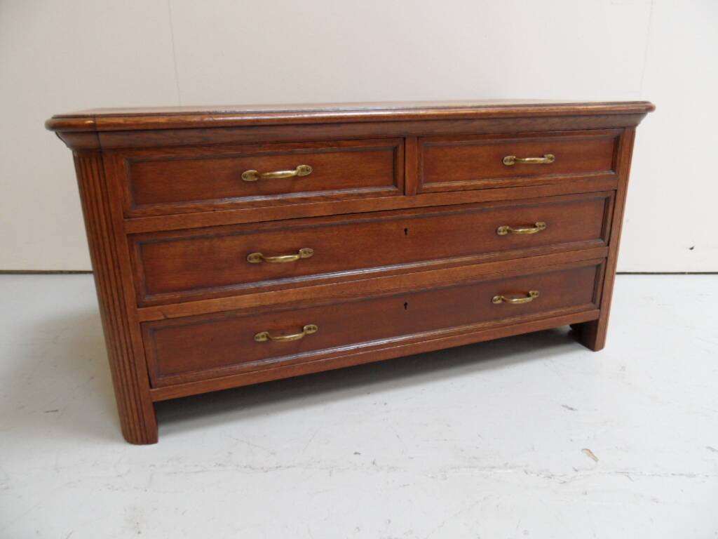 Antique oak filing cabinet with drawers