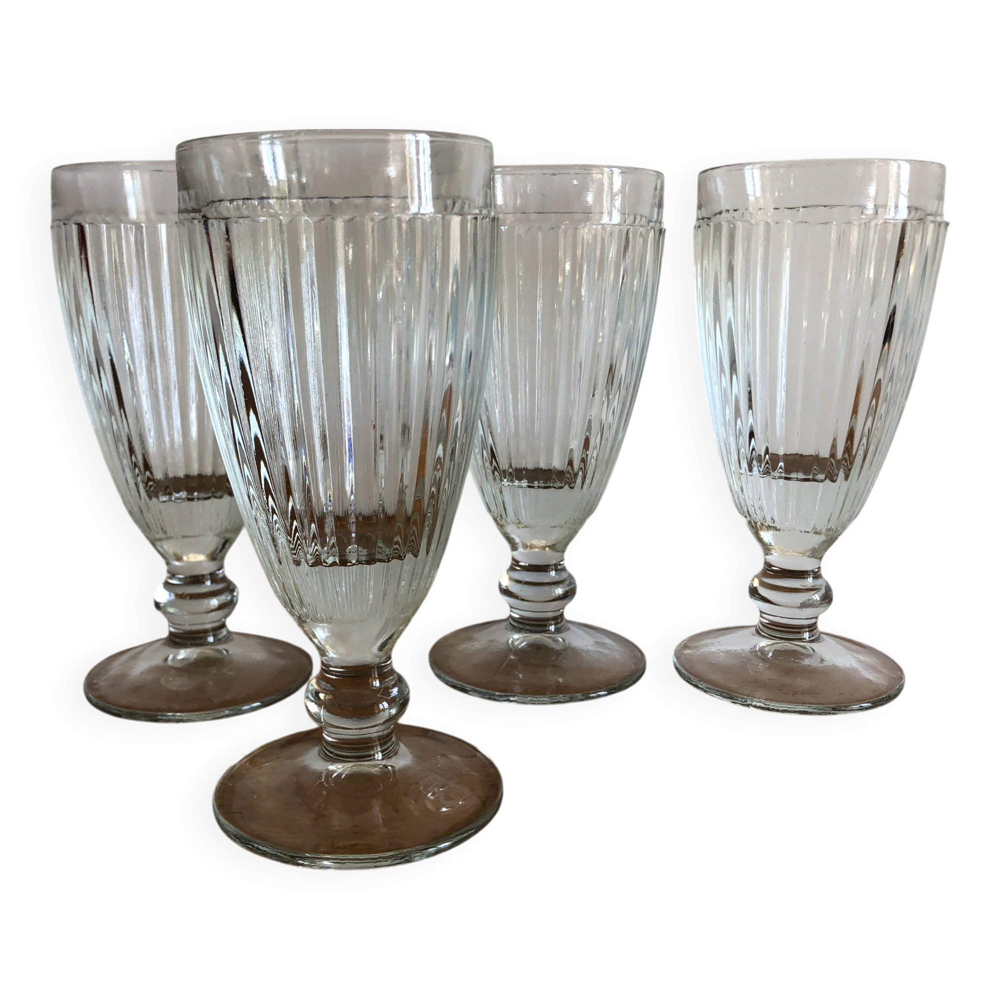 4 bistrot ice cream cups thick glass vintage