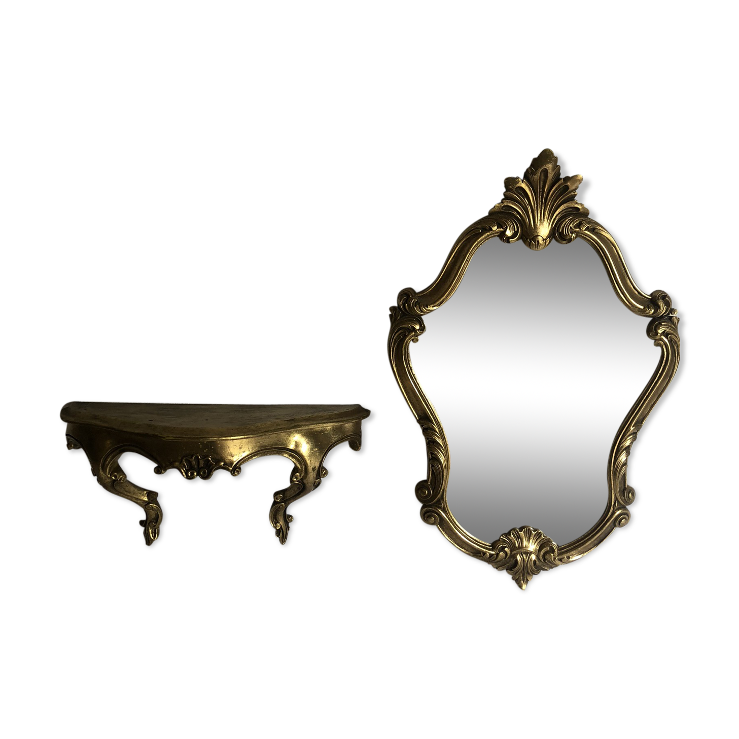 Old golden mirror and console