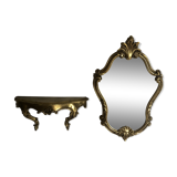 Old golden mirror and console