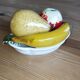 Small vintage fruit bowl in majolica – fruit decoration – 1950s/60s