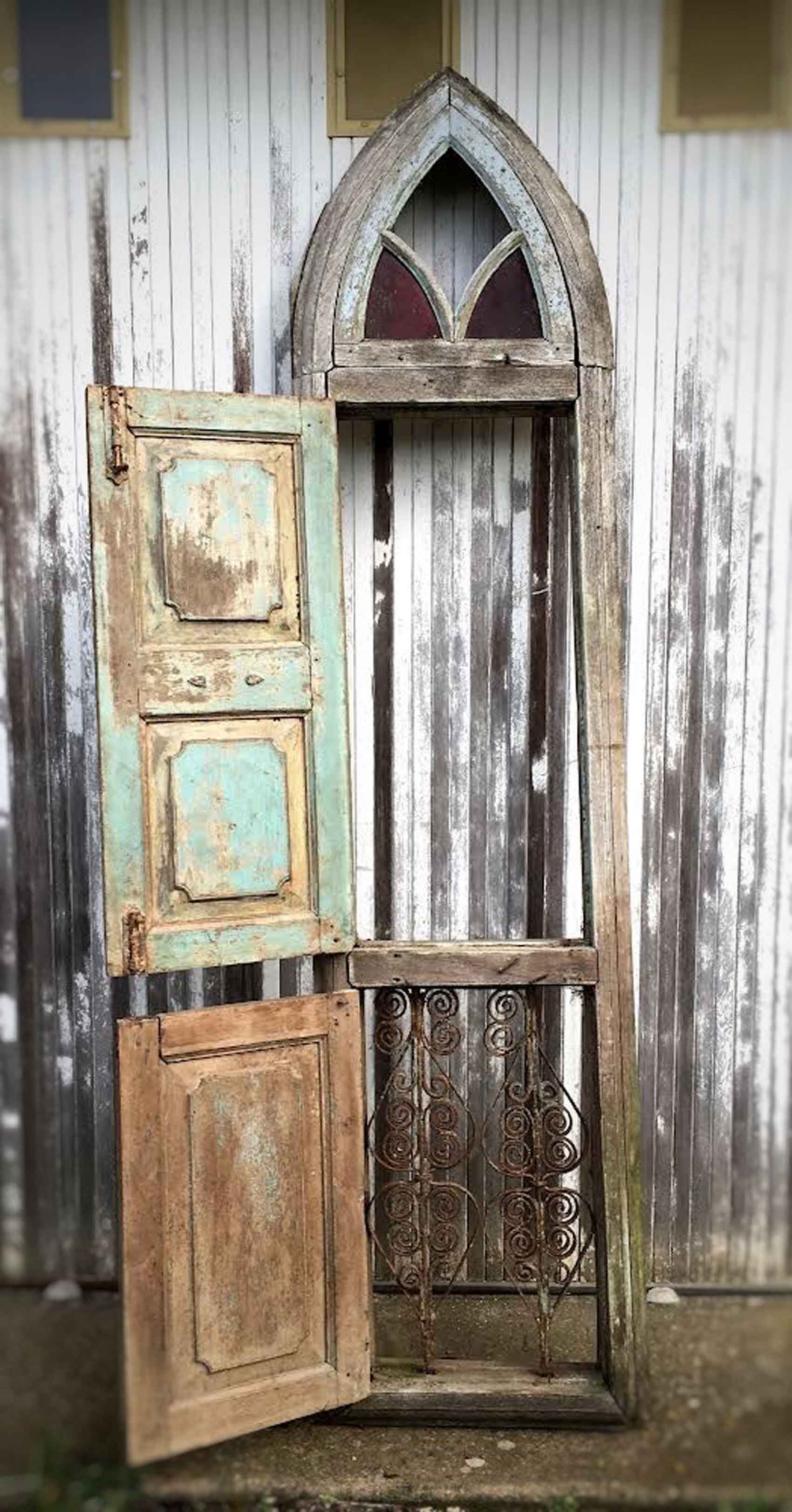Old patinated teak door