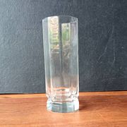High glasses Luigi Bormioli, transparent decagonal glasses Italy.
