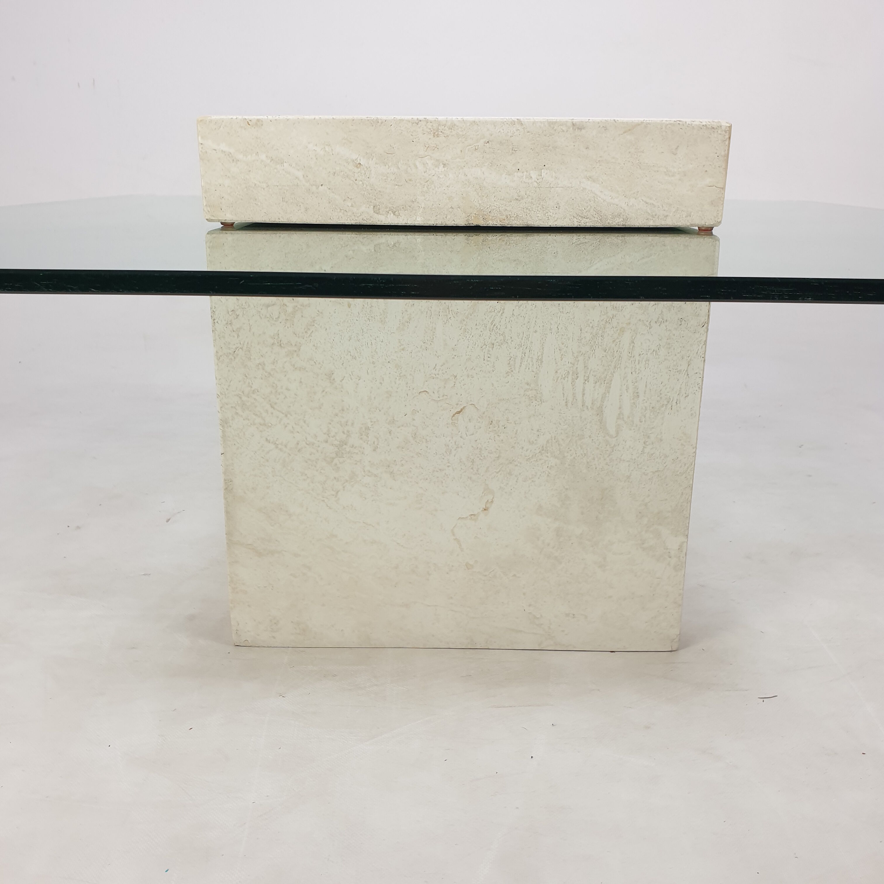 Italian Travertine Coffee Table, 1980s