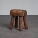 Robust primitive solid wood stool, Europe, 1970s