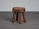 Tabouret en bois massif robuste, Europe, années 1970