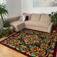 Floral transylvanian rug handwoven in romania, colorful flowers